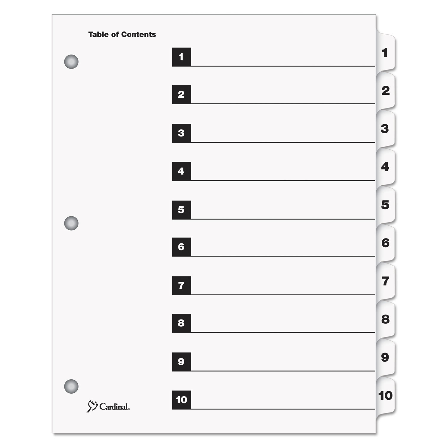 OneStep Printable Table Of Contents And Dividers 10 Tab 1 To 10 11 X 8 5 White White Tabs 1 Set Cardinal MPN 61013CB Reliable Paper