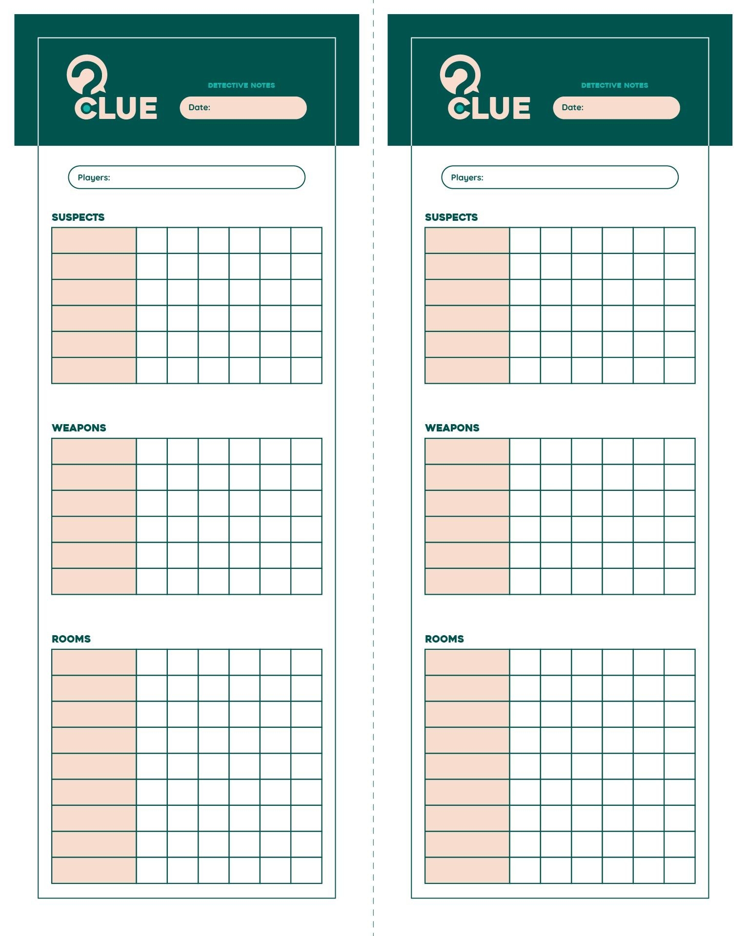 Original Clue Game Sheets 8 Free PDF Printables Printablee Original Clue Game Sheets 8 Free PDF Printables Printablee