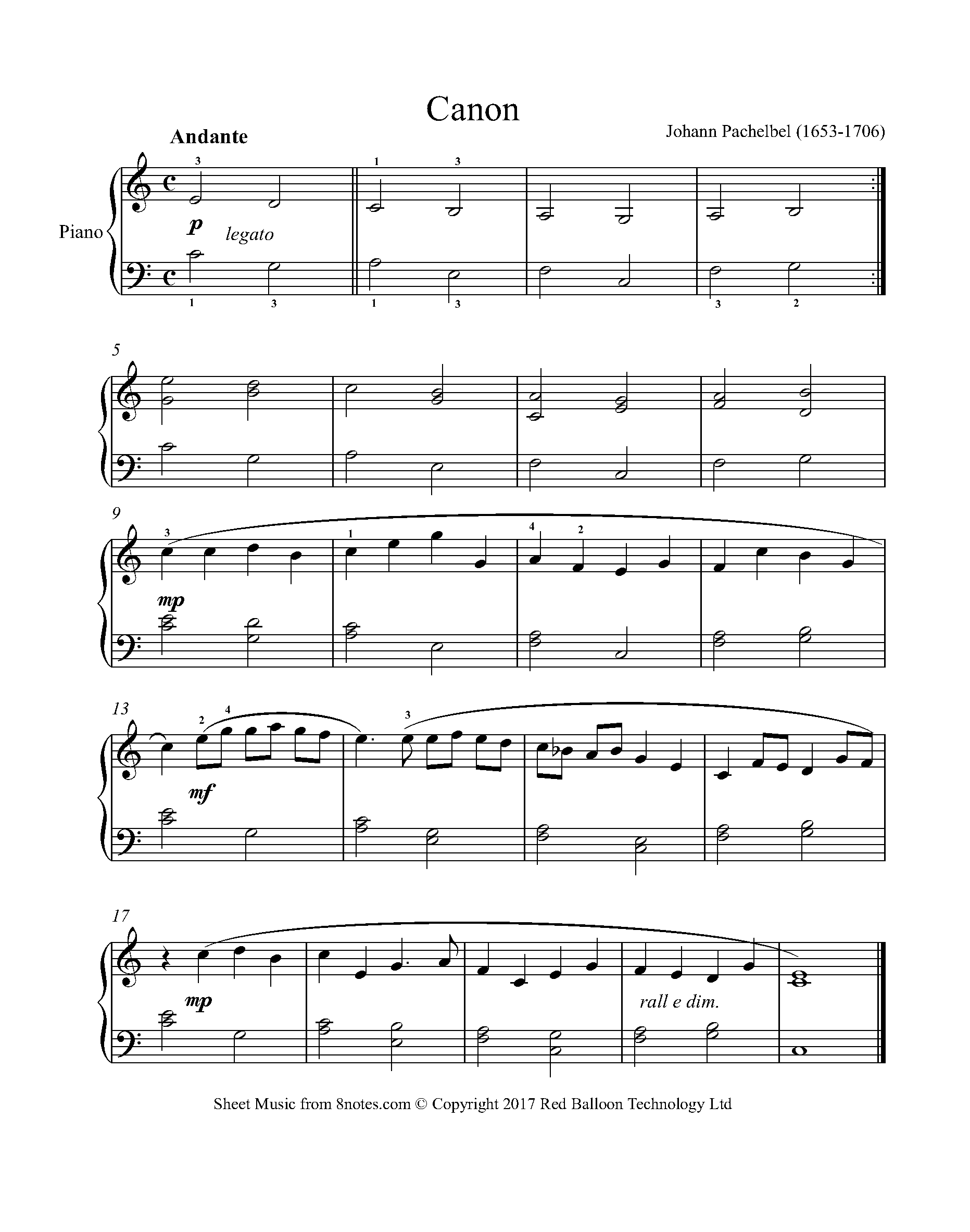 Pachelbel Johann Canon In D For Piano Free Sheet Music For Piano 8notes Pachelbel Johann Canon In D For Piano Free Sheet Music For Piano 8notes