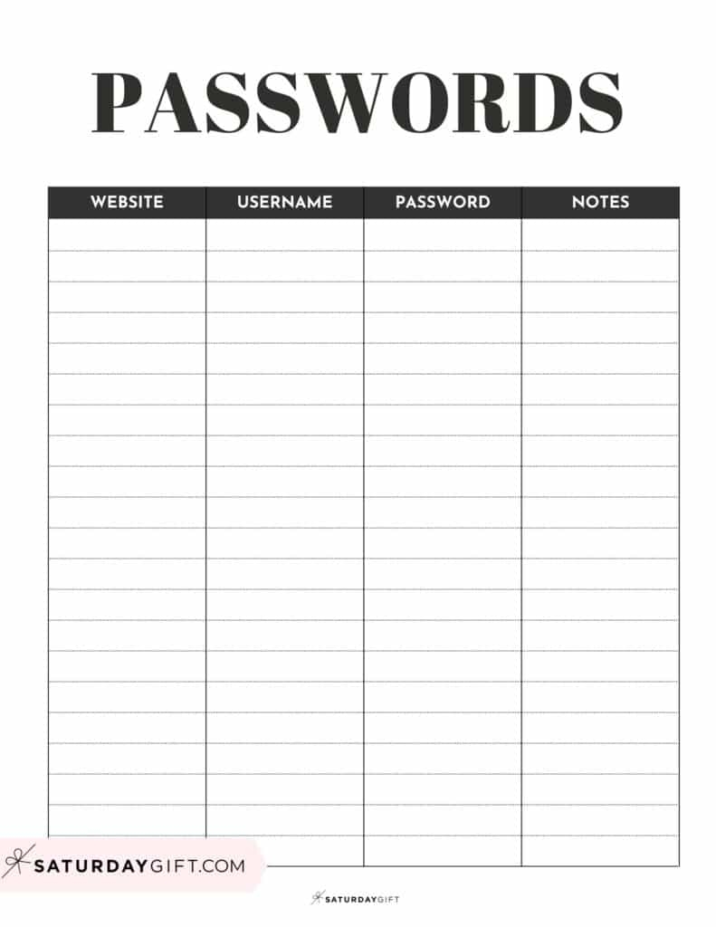 Password Tracker Printable 15 Cute Free Password Keepers