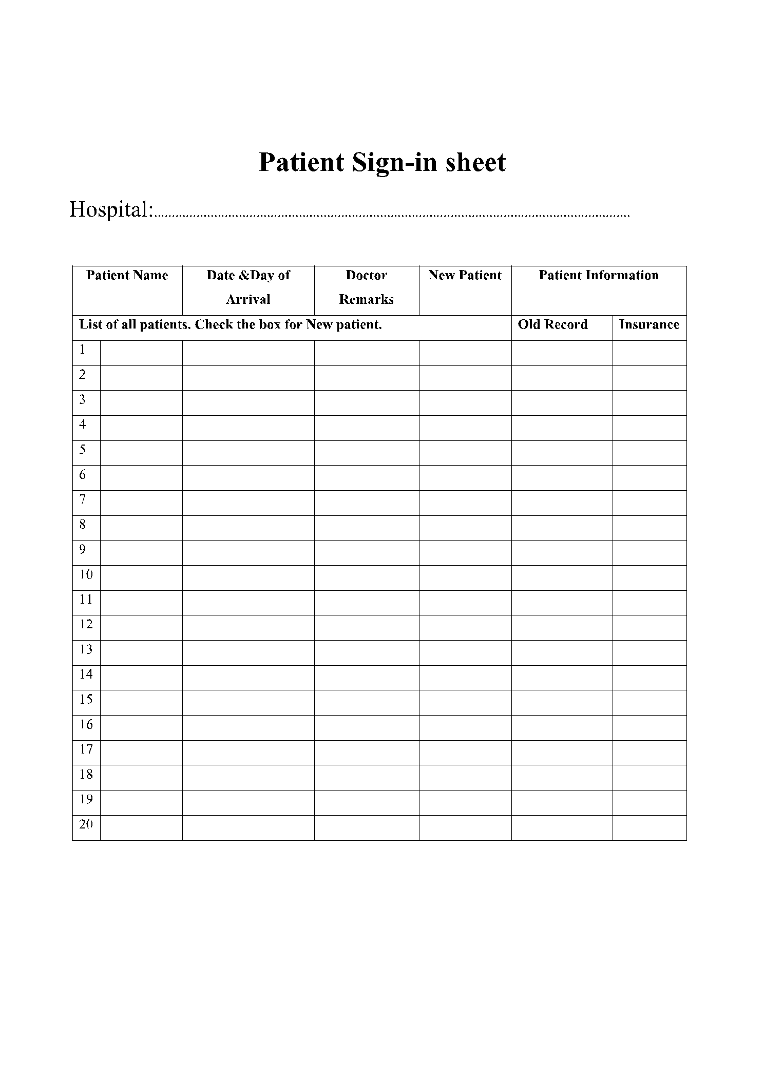 printable sign in sheet printable sign in sheet