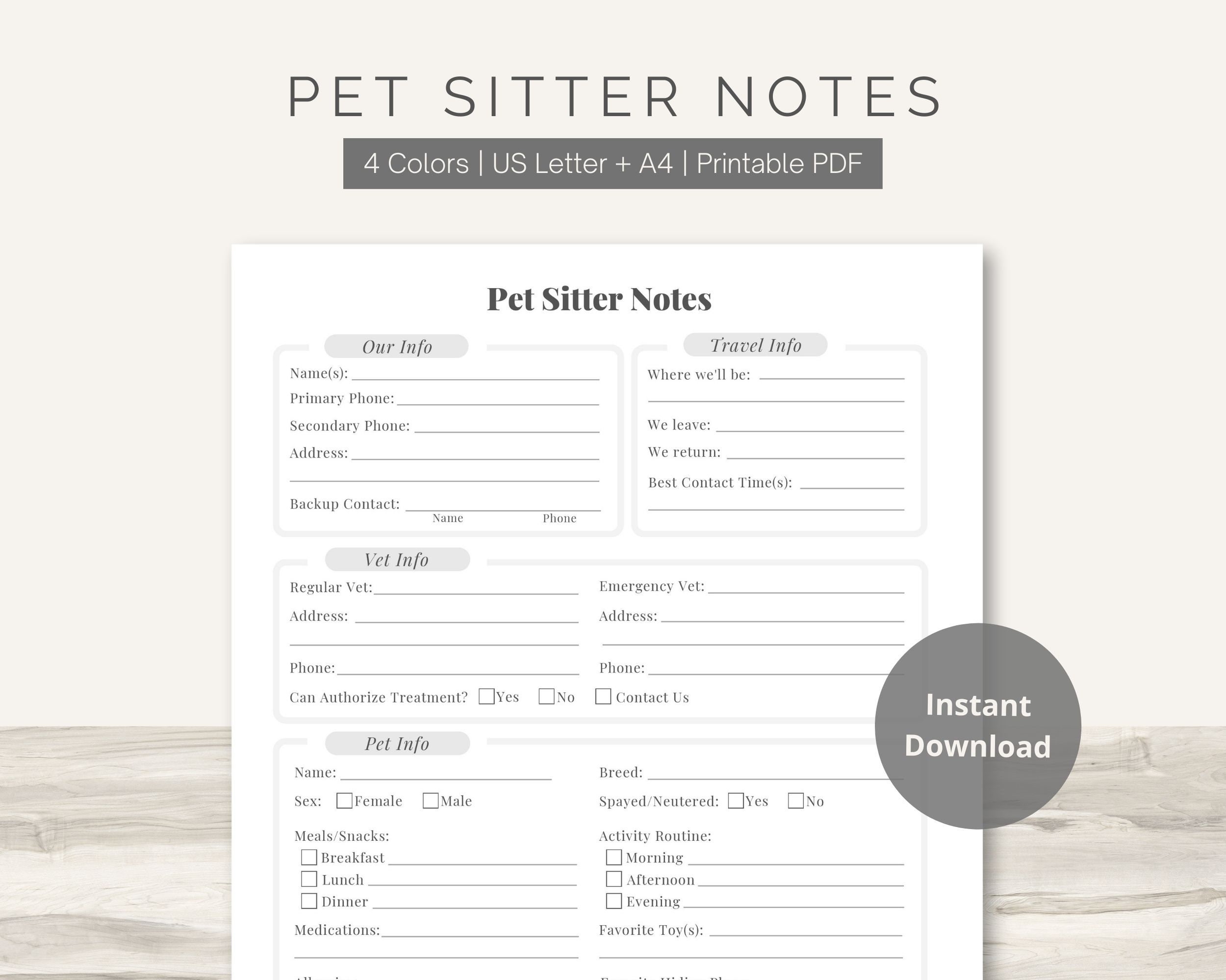 free printable pet sitting forms