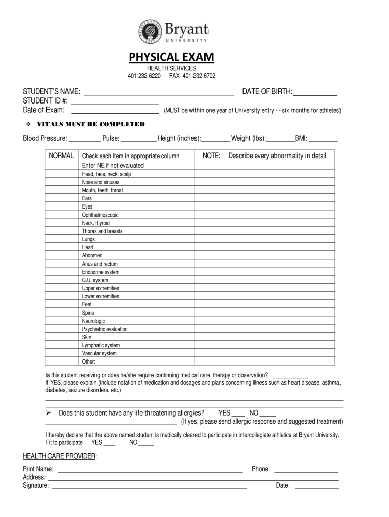 Physical Health Assessment Form Fill Online Printable Fillable Blank PdfFiller
