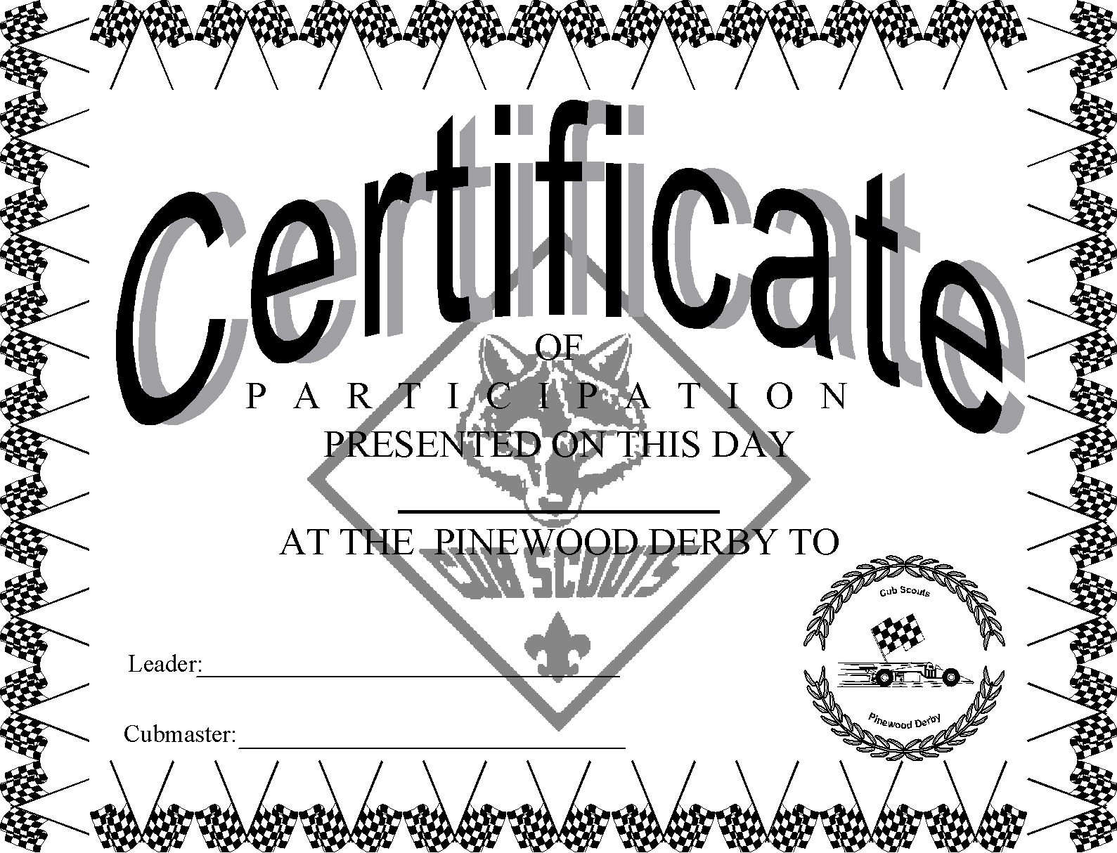Pinewood Derby Certificates The Idea Door Pinewood Derby Certificates The Idea Door