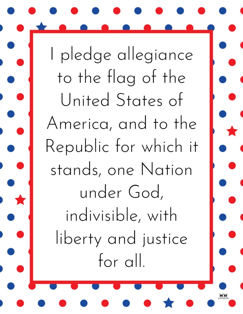 pledge of allegiance words printable