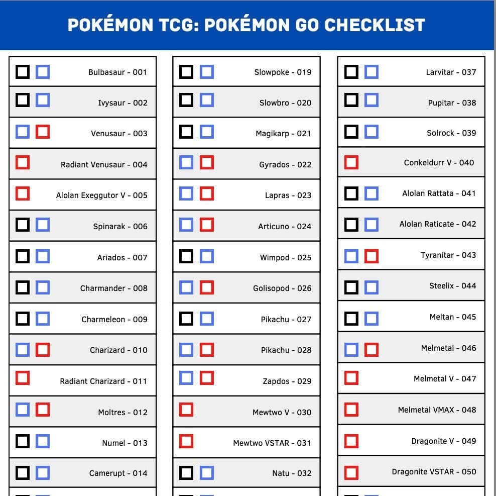 Pok mon GO TCG Set Interactive Checklist Etsy