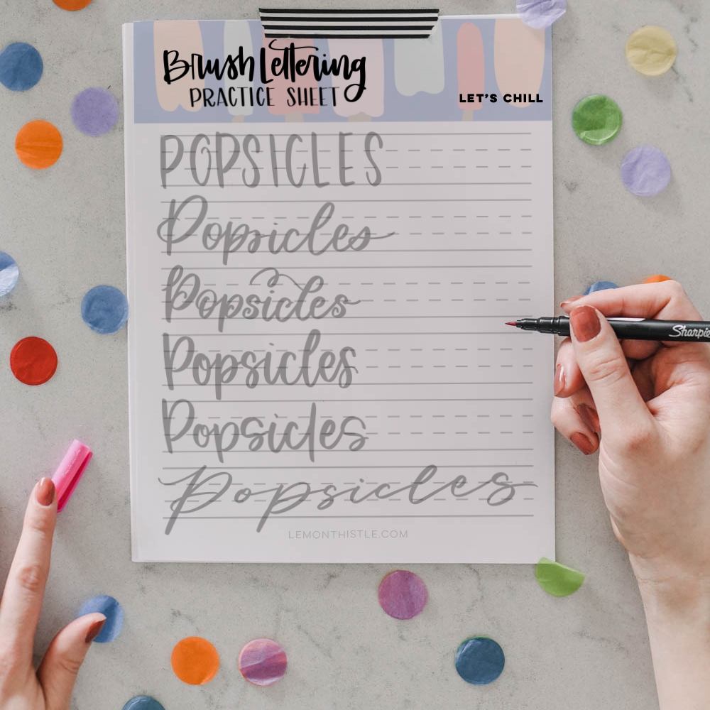 Popsicle Printable Hand Lettering Practice Sheet Lemon Thistle