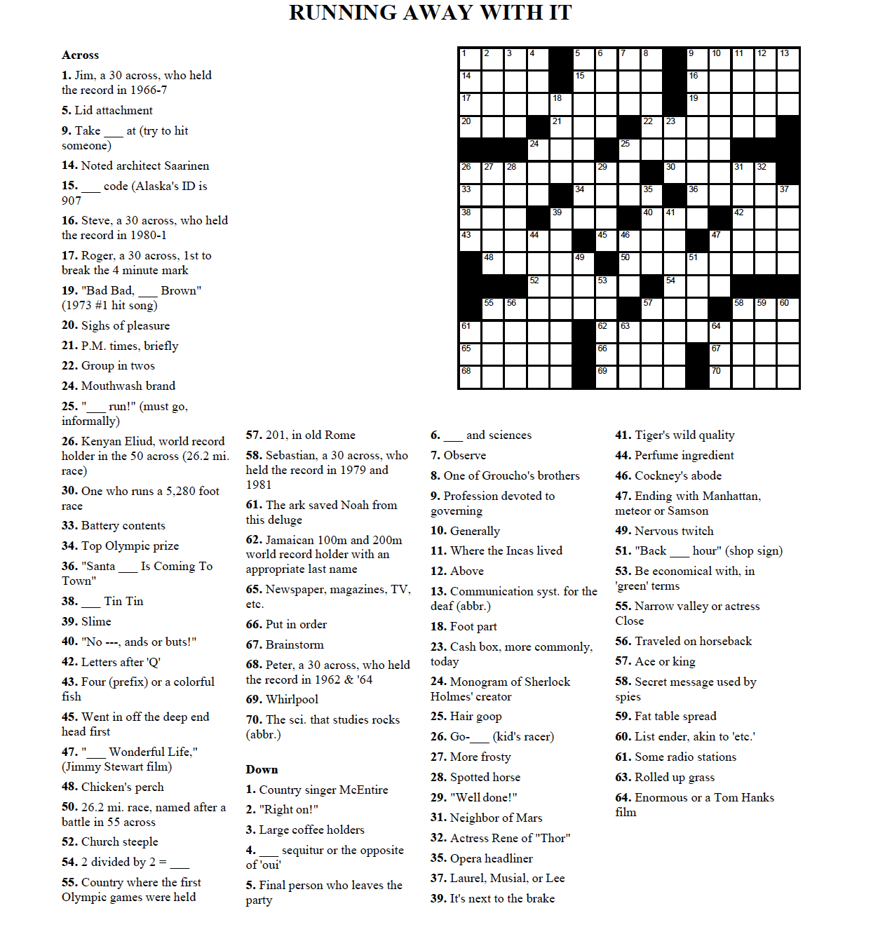 sunday crossword puzzles printable