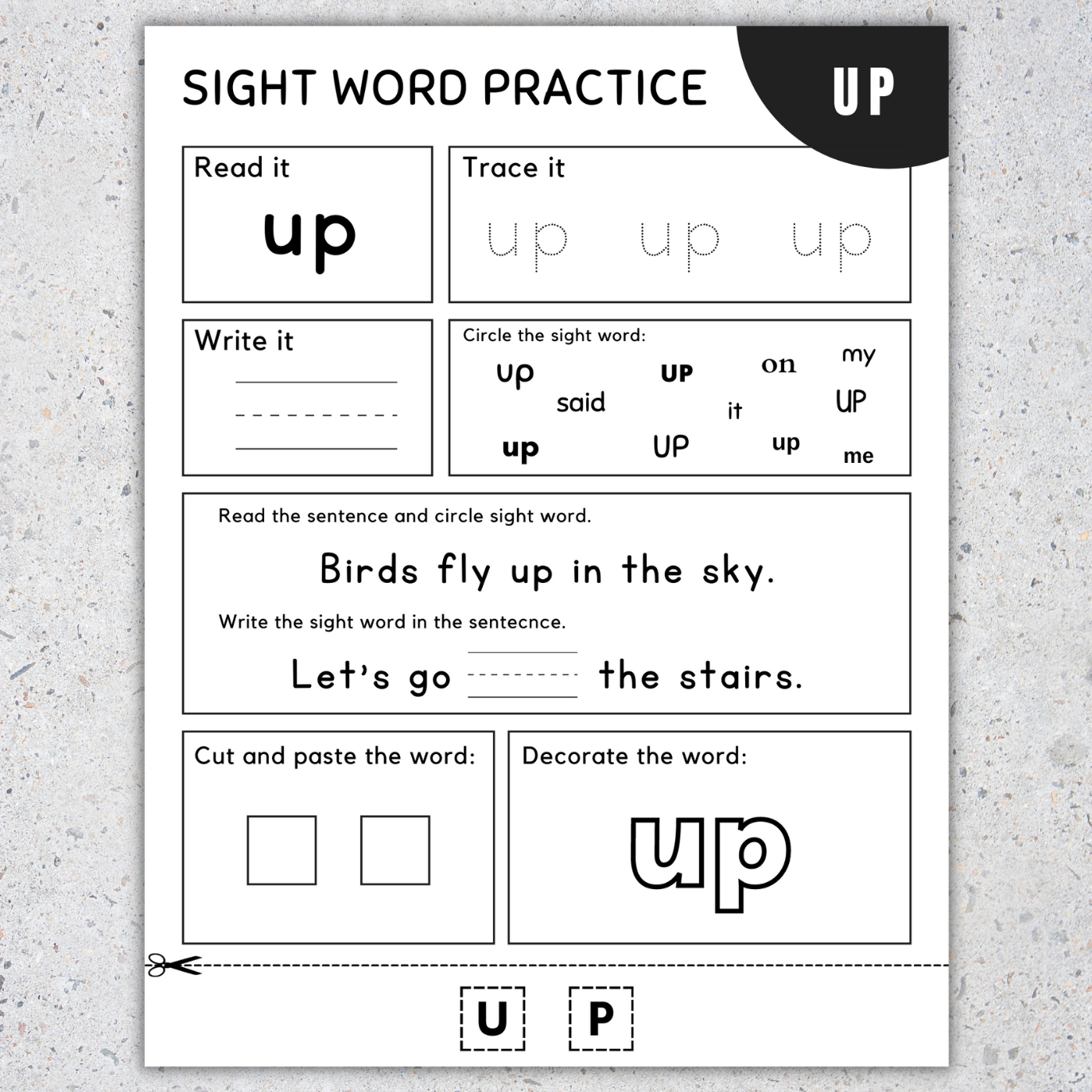 sight words worksheets
