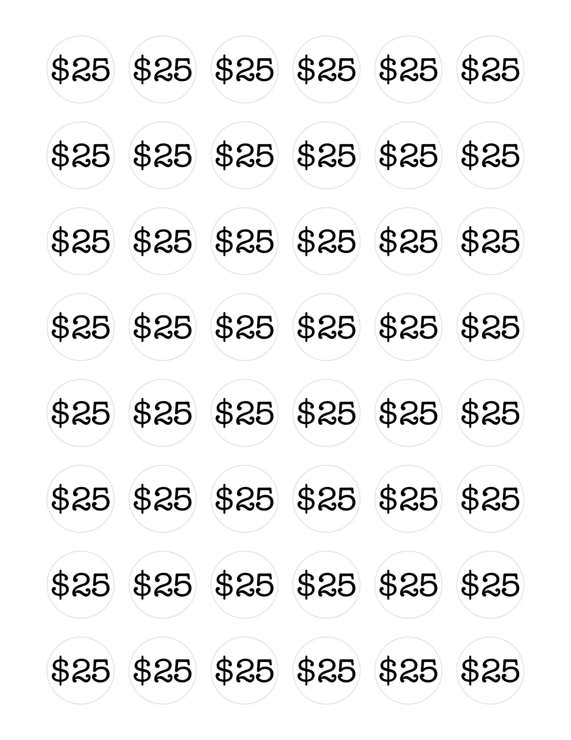 Price Stickers To Cut On Silhouette Cameo cricut Machine 25 Dollar 1 inch Circles Etsy