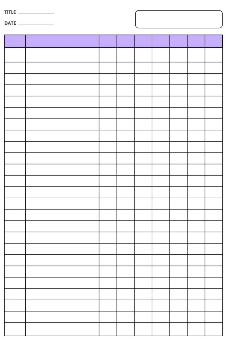 Printable 9 Column Chart Templates With Violet Title Row Printable 9 Column Chart Templates With Violet Title Row