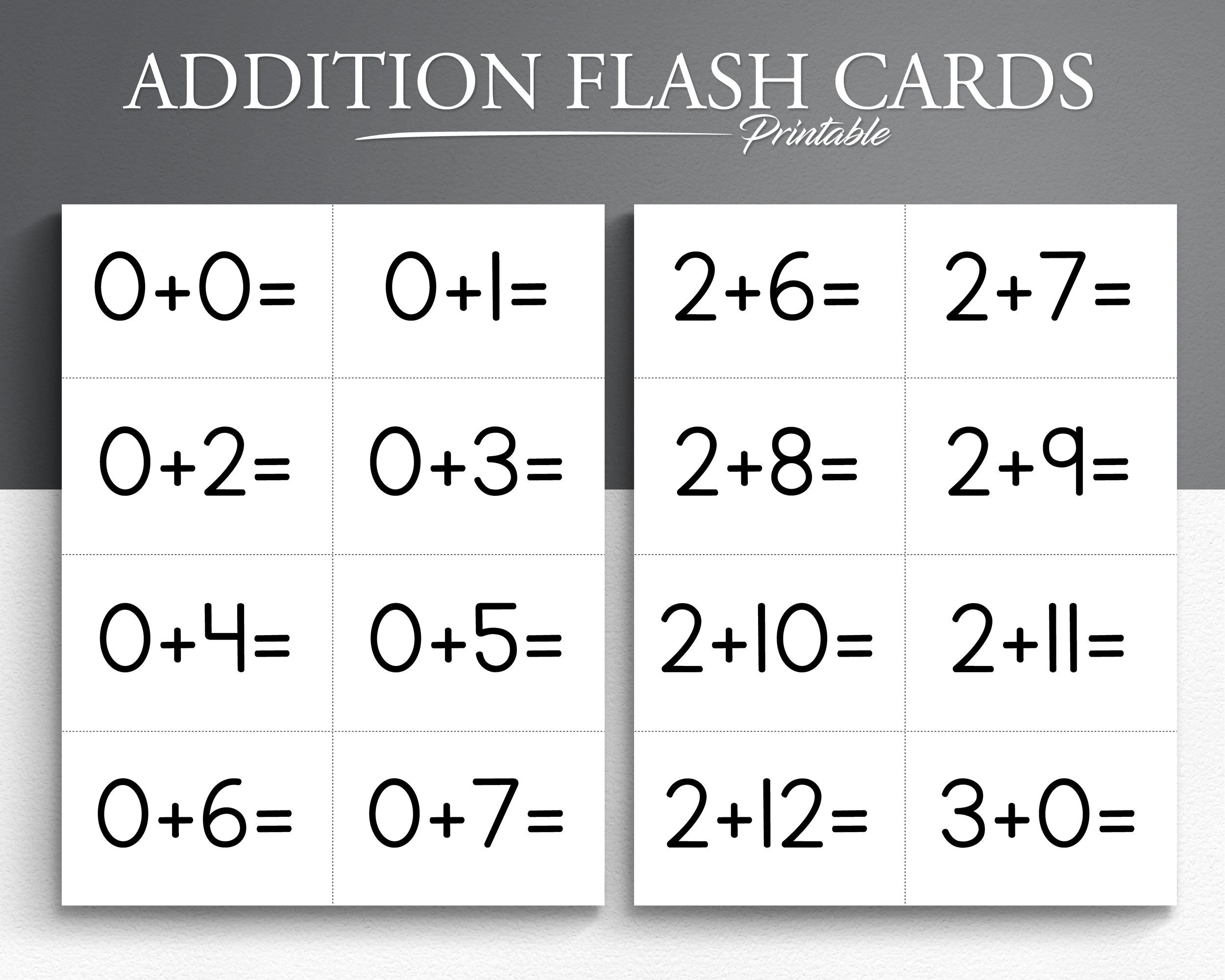 Printable Addition Flash Cards Set 0 12 169 Cards Math Flash Cards Addition Practice Etsy