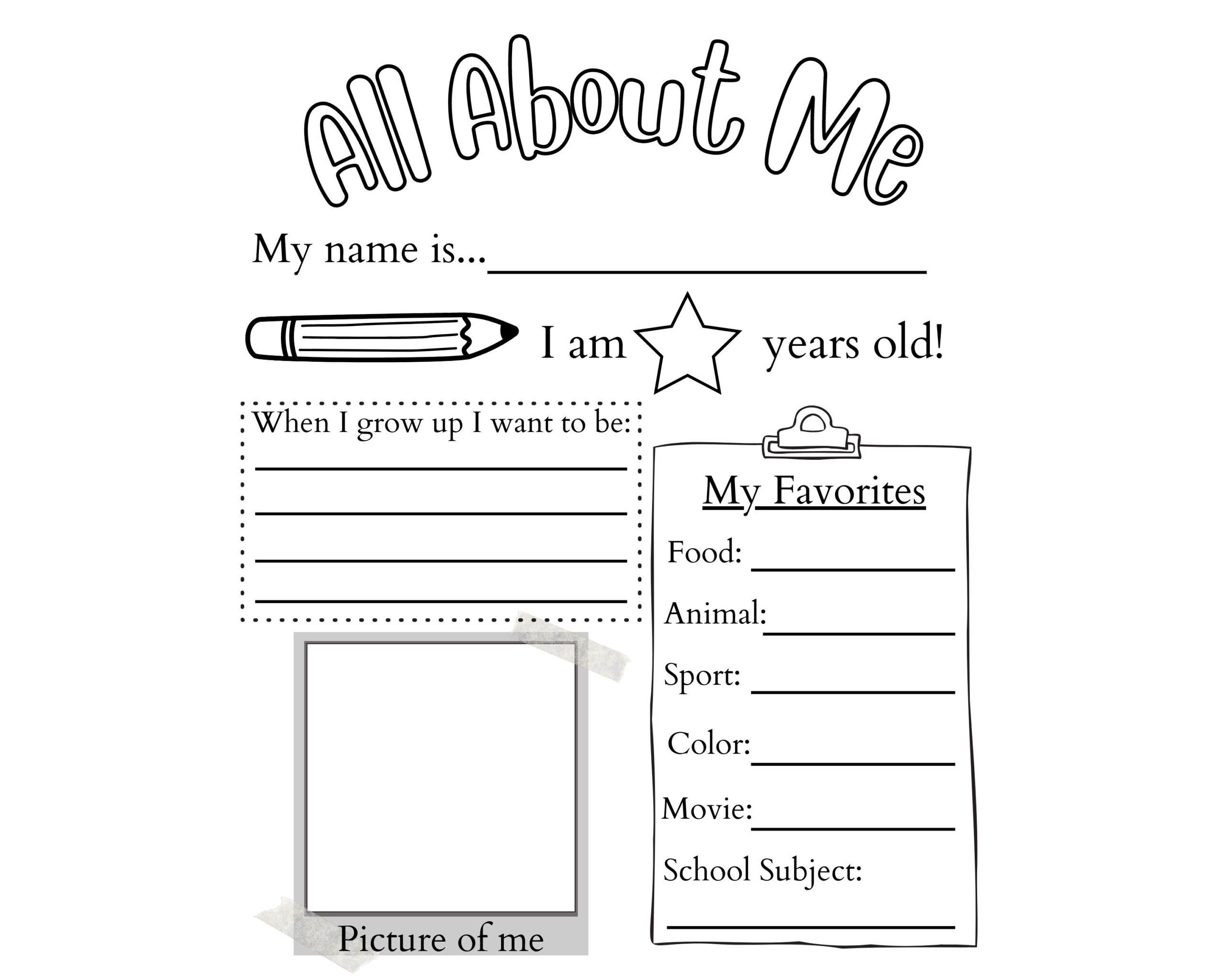 all about me printable