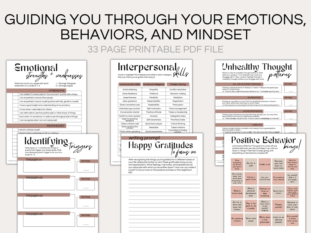 Printable Anxiety Journal 30 Mental Health Worksheets PDF Ambitiously Alexa