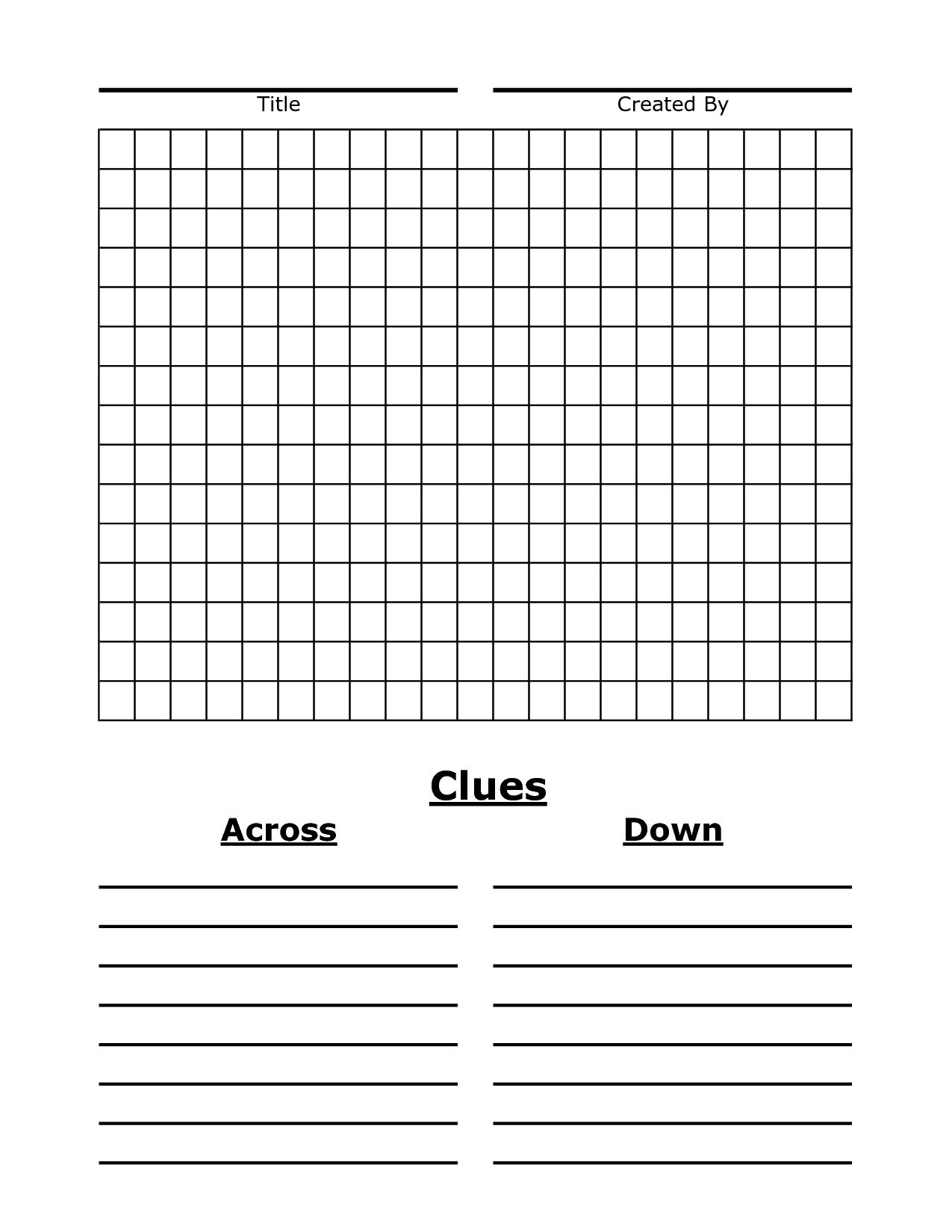 Printable Blank Crossword Grid Printable Crossword Puzzles Worksheets Library