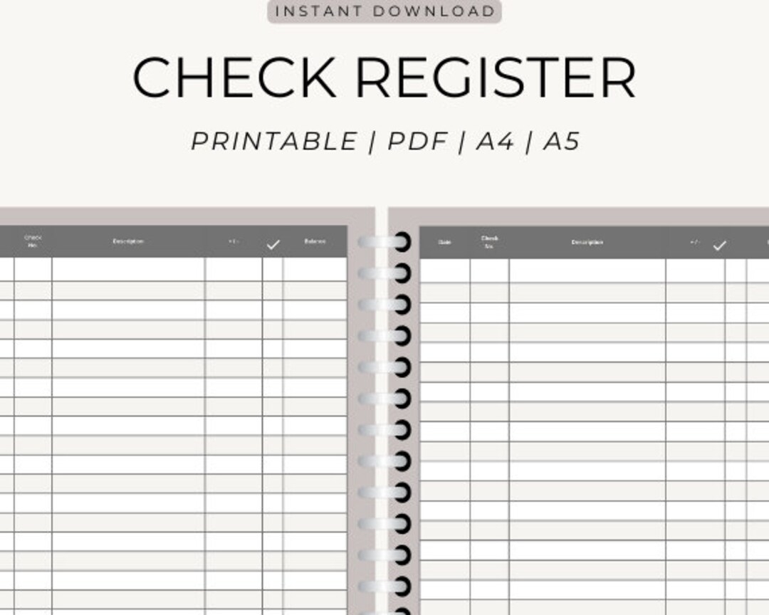 printable check register front and back