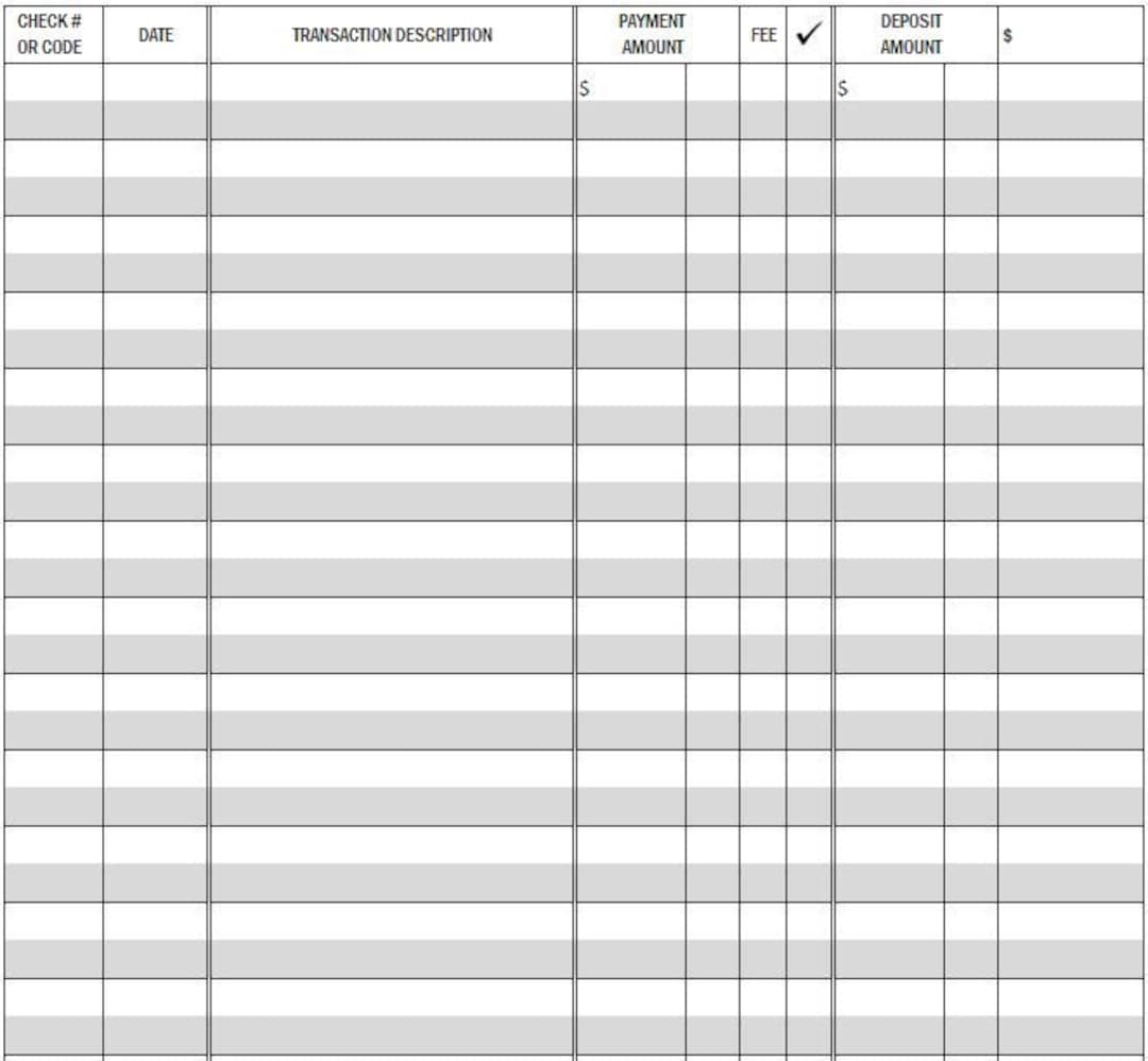 Printable Checkbook Register PDF File Prints On 8 1 2 X 11 Inch Paper Etsy Israel