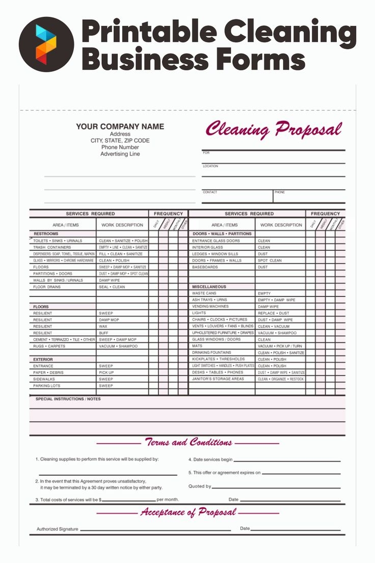 Printable Cleaning Business Forms