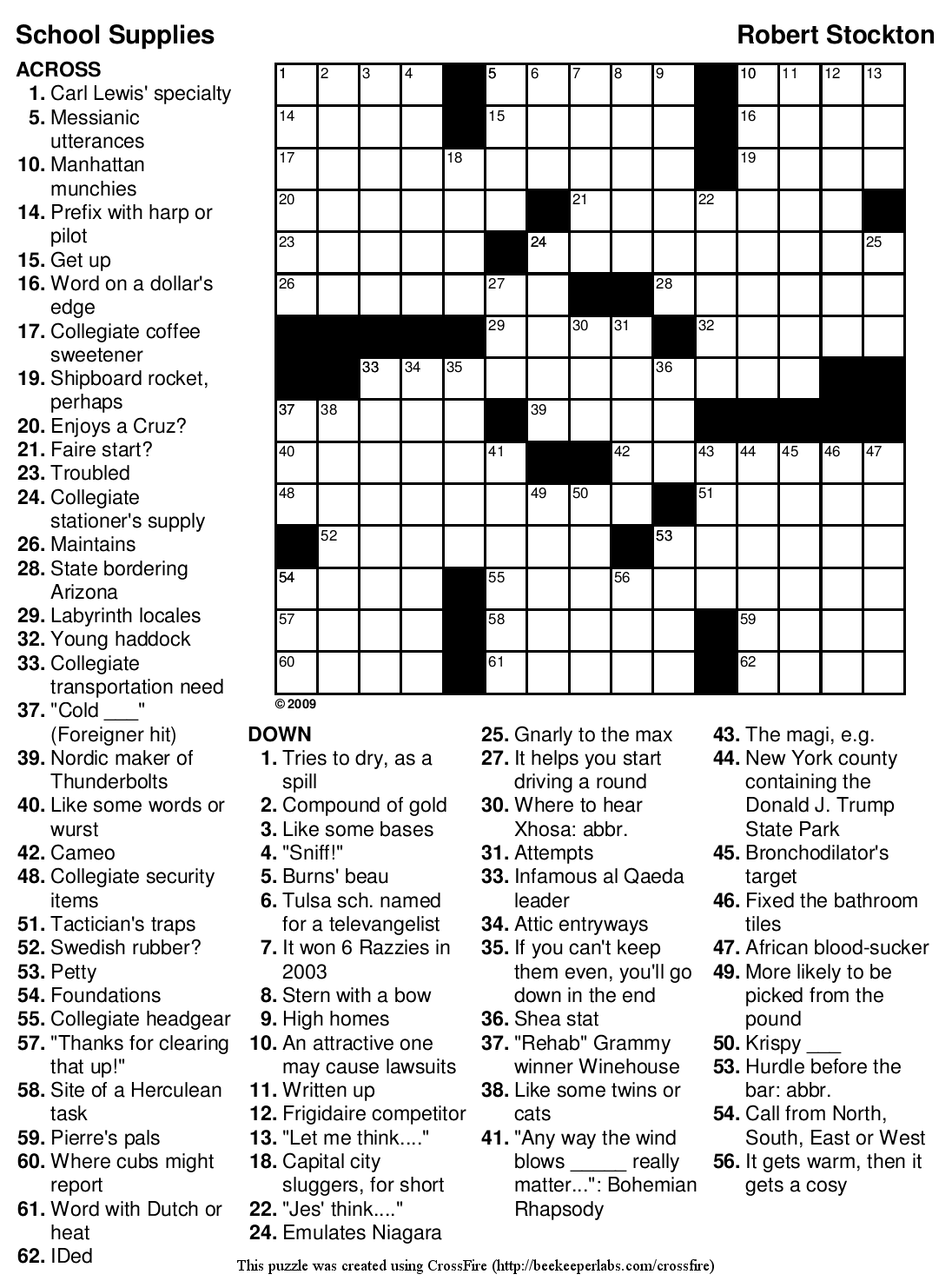 printable crossword puzzles for middle schoolers