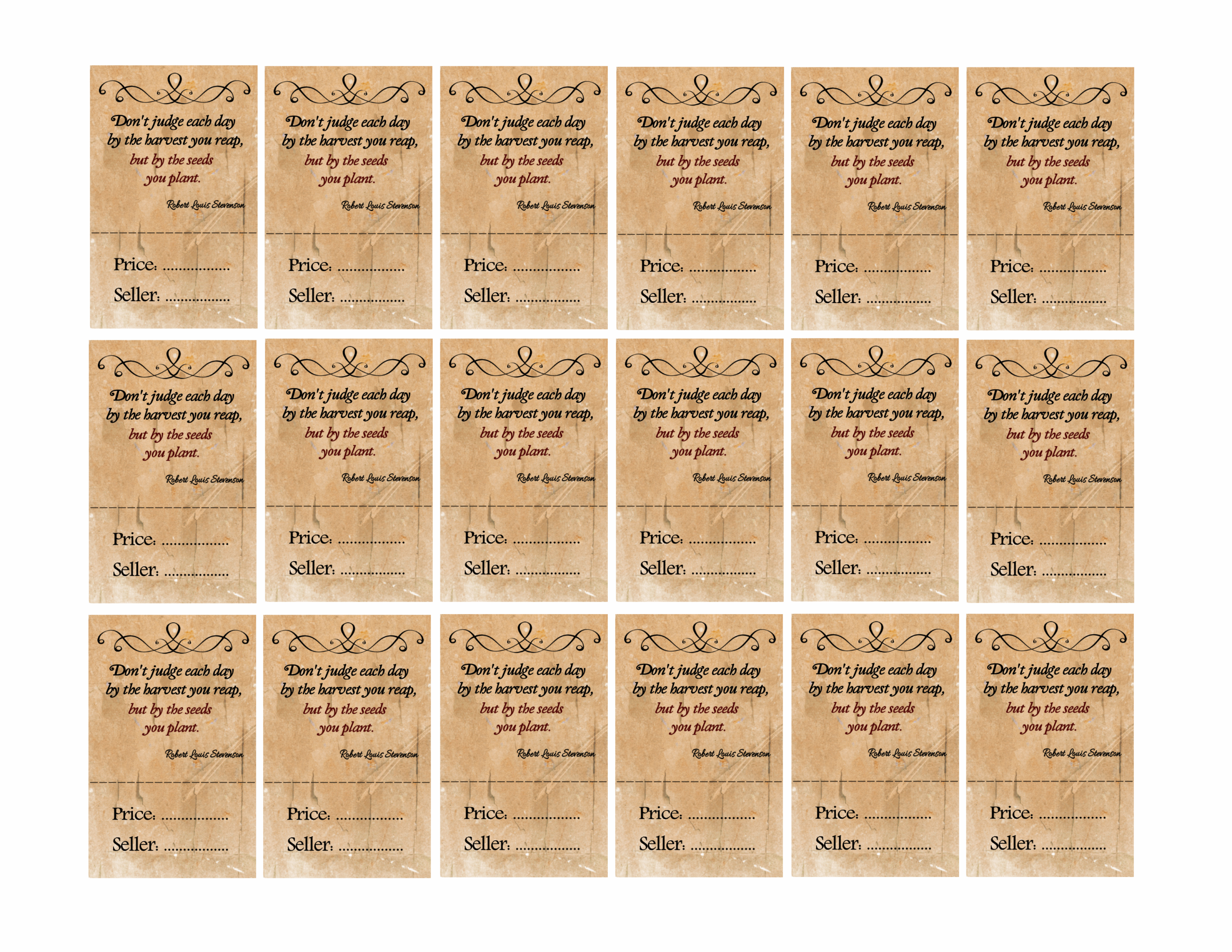 Printable Garage Sale Price Tags Free Download