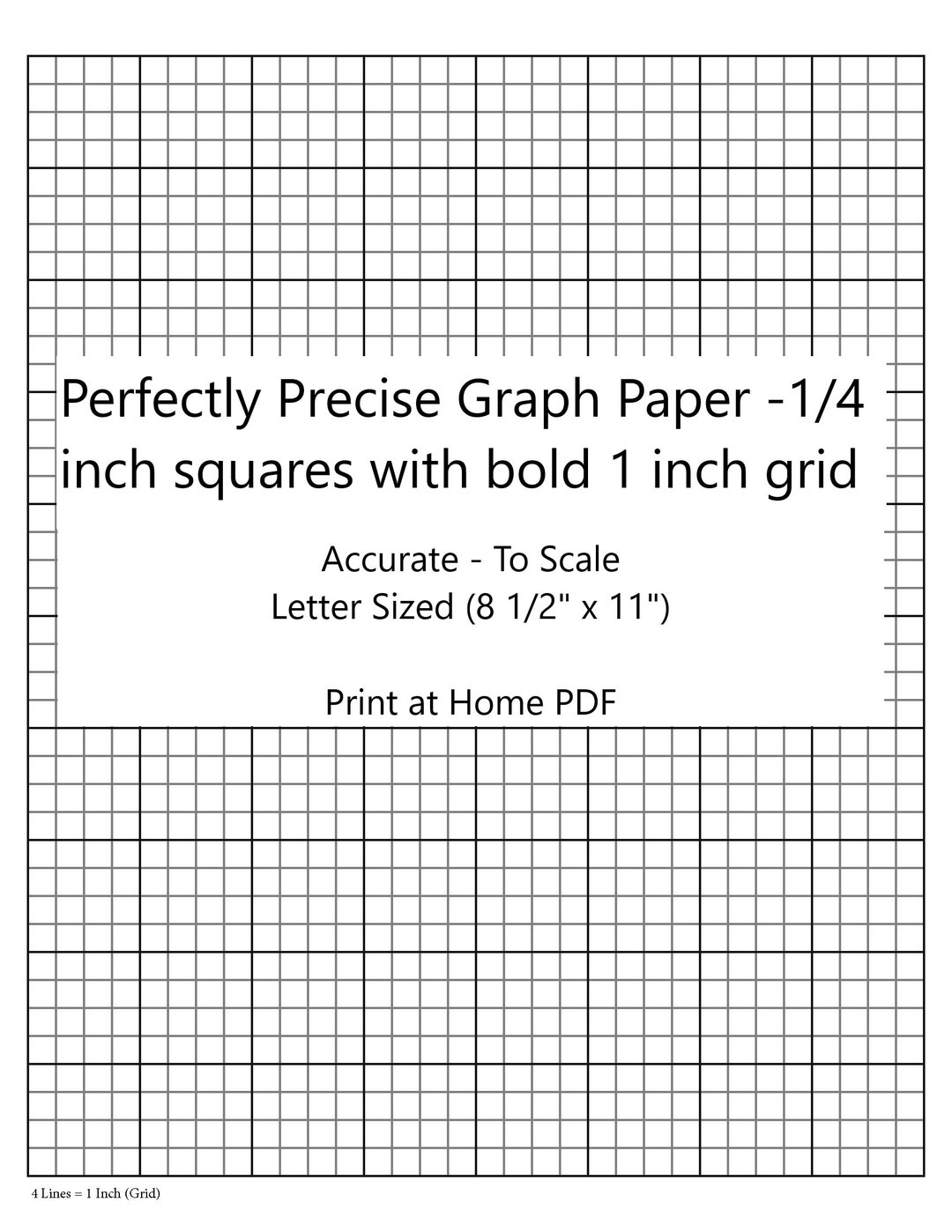 Printable Graph Paper 1 4 Inch Grid With Bold 1 Inch Lines PDF Etsy