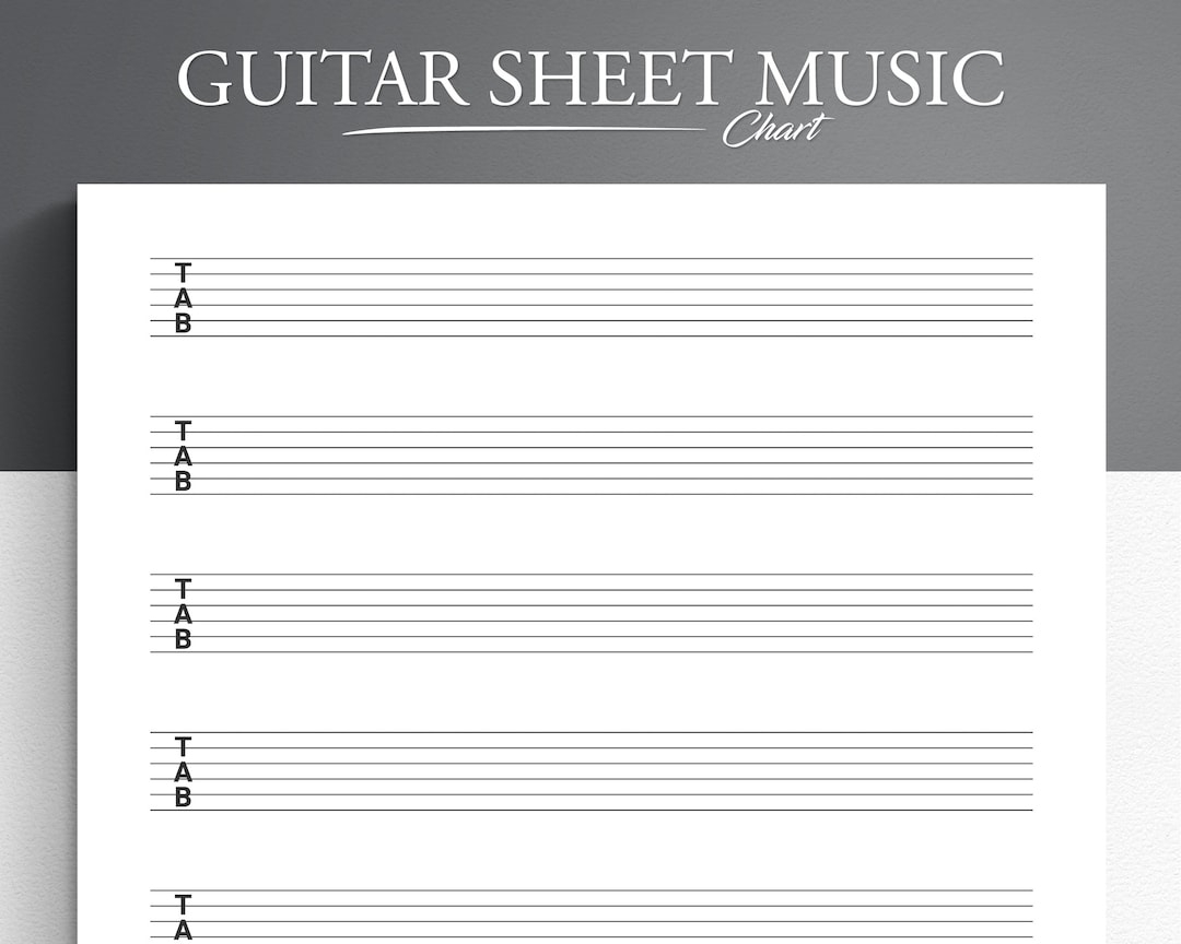 Printable Guitar Tab Paper For US Letter And A4 Blank Guitar Tab Printable Guitar Tablature Paper Blank Guitar Music Paper Etsy