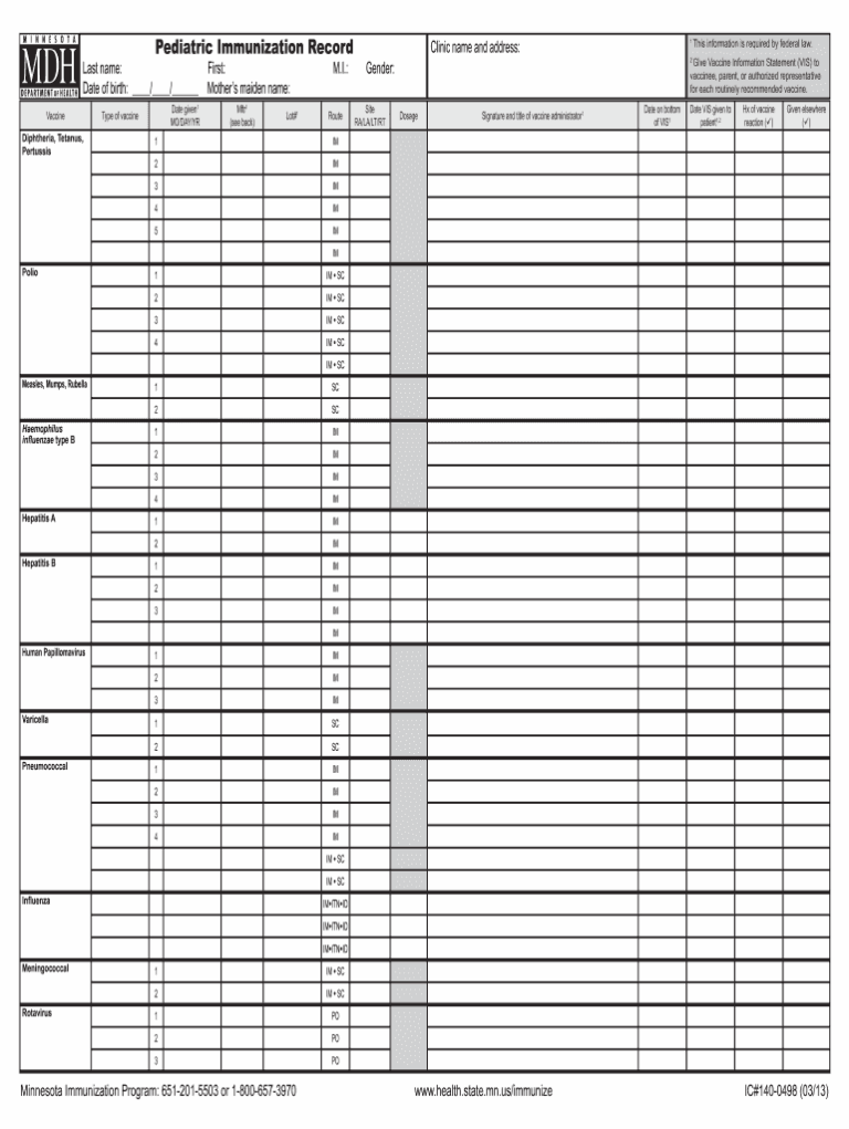 Printable Immunization Records Fill Online Printable Fillable Blank PdfFiller