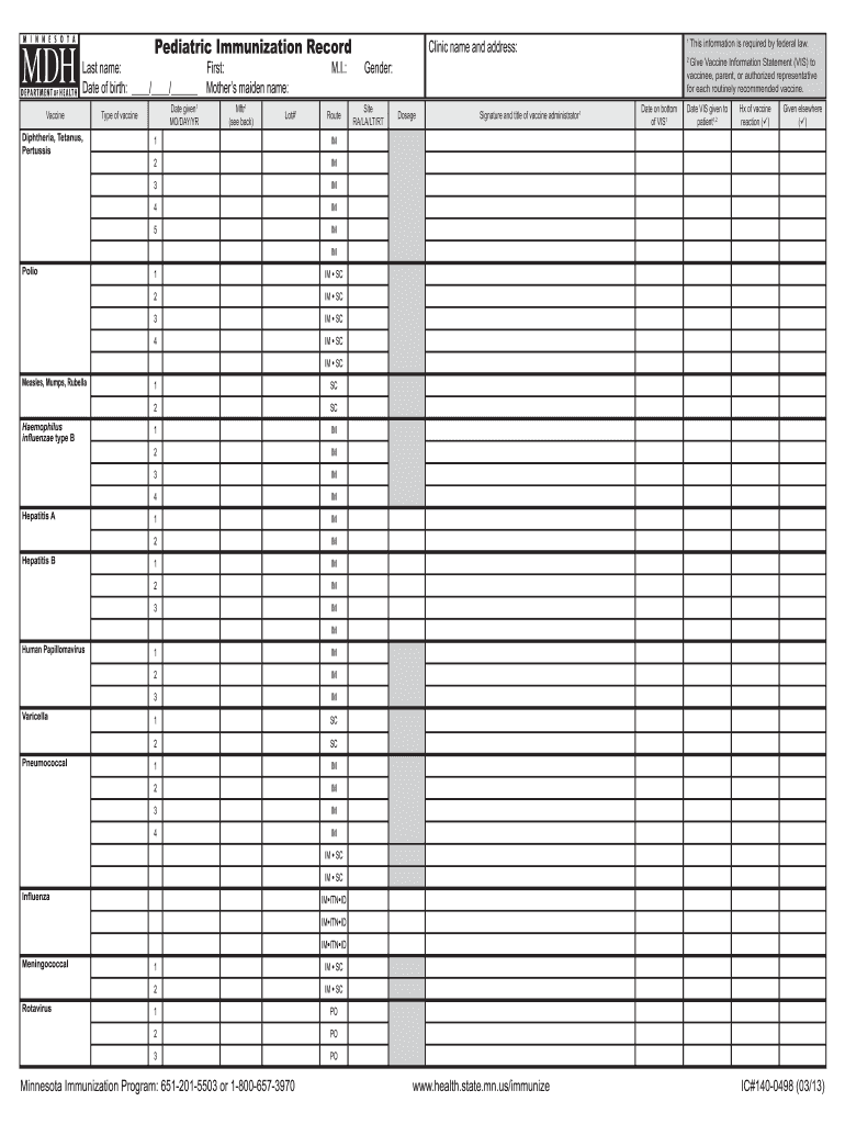 Printable Immunization Records Fill Online Printable Fillable Blank PdfFiller