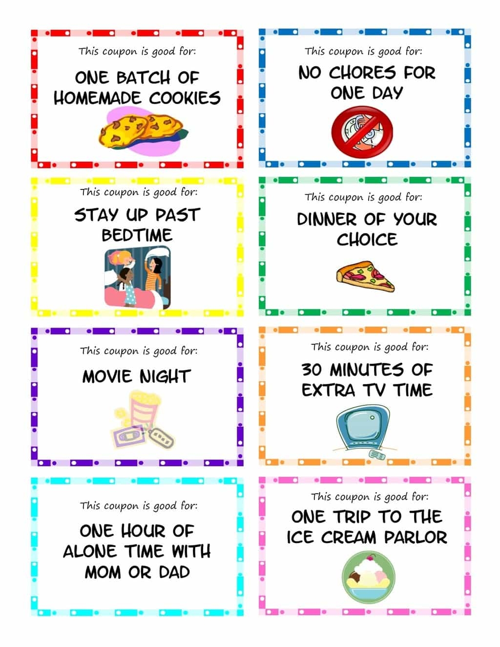 Printable Kid Coupons For Positive Reinforcement