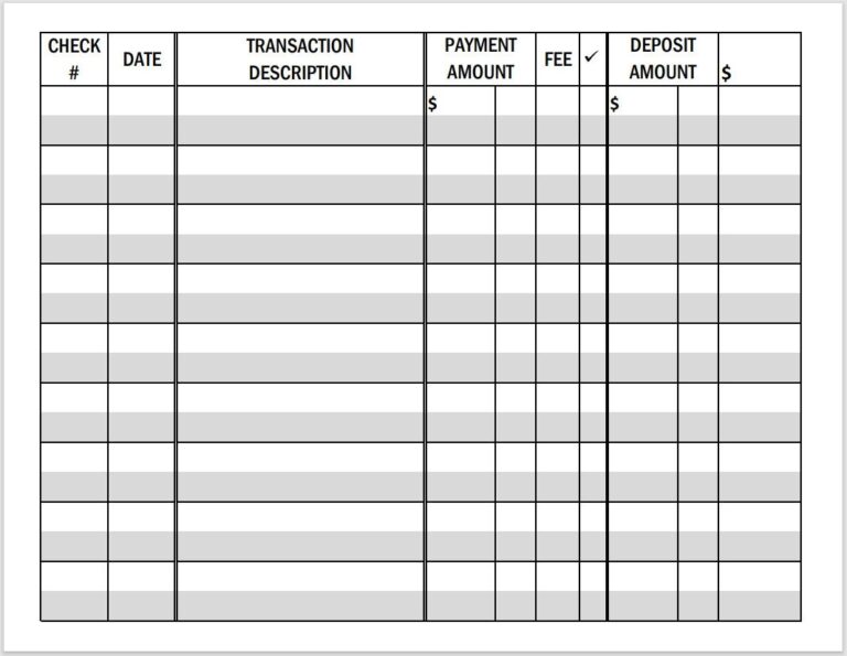 Printable Large Print Checkbook Register Landscape Format PDF File Etsy