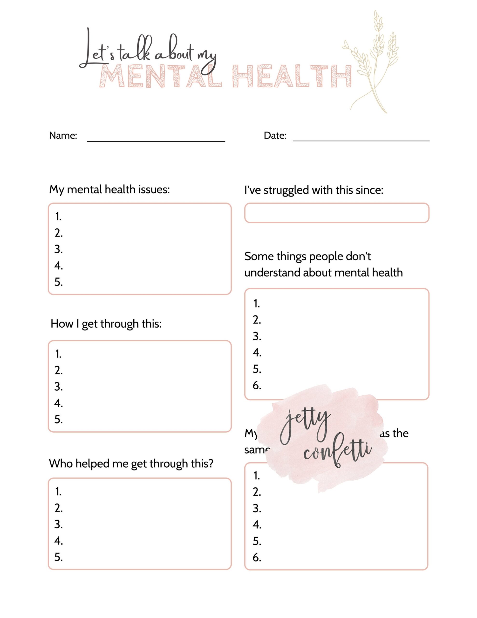 Printable Mental Health Journaling Pages Therapy Worksheets Counseling Printables Mental Health Worksheets Printable Self Care Pages Etsy