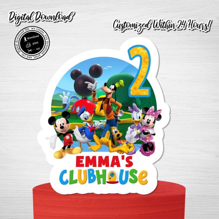 Printable MICKEY MOUSE Clubhouse Cake Topper Mickey Mouse Printable Mickey Mouse Cake Sign Mickey Mouse Party Sign digital Download mouse Etsy