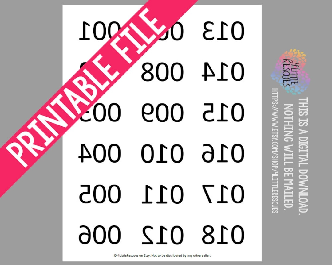 Printable Mirror Image reverse Backwards Numbers 1 180 Numbered Item Inventory Tag Tags For Live Sales To 180 Etsy