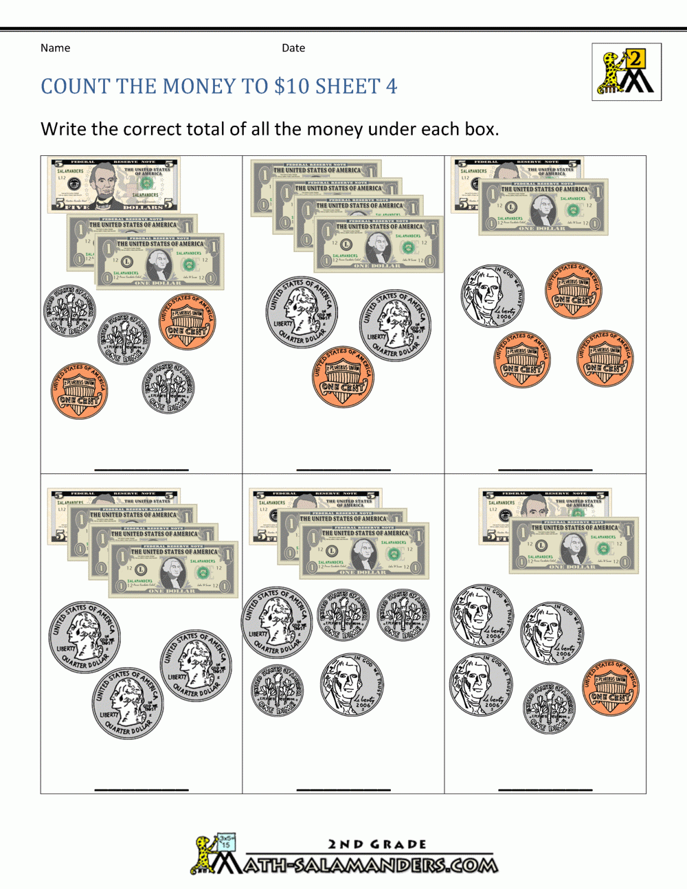 counting money worksheets