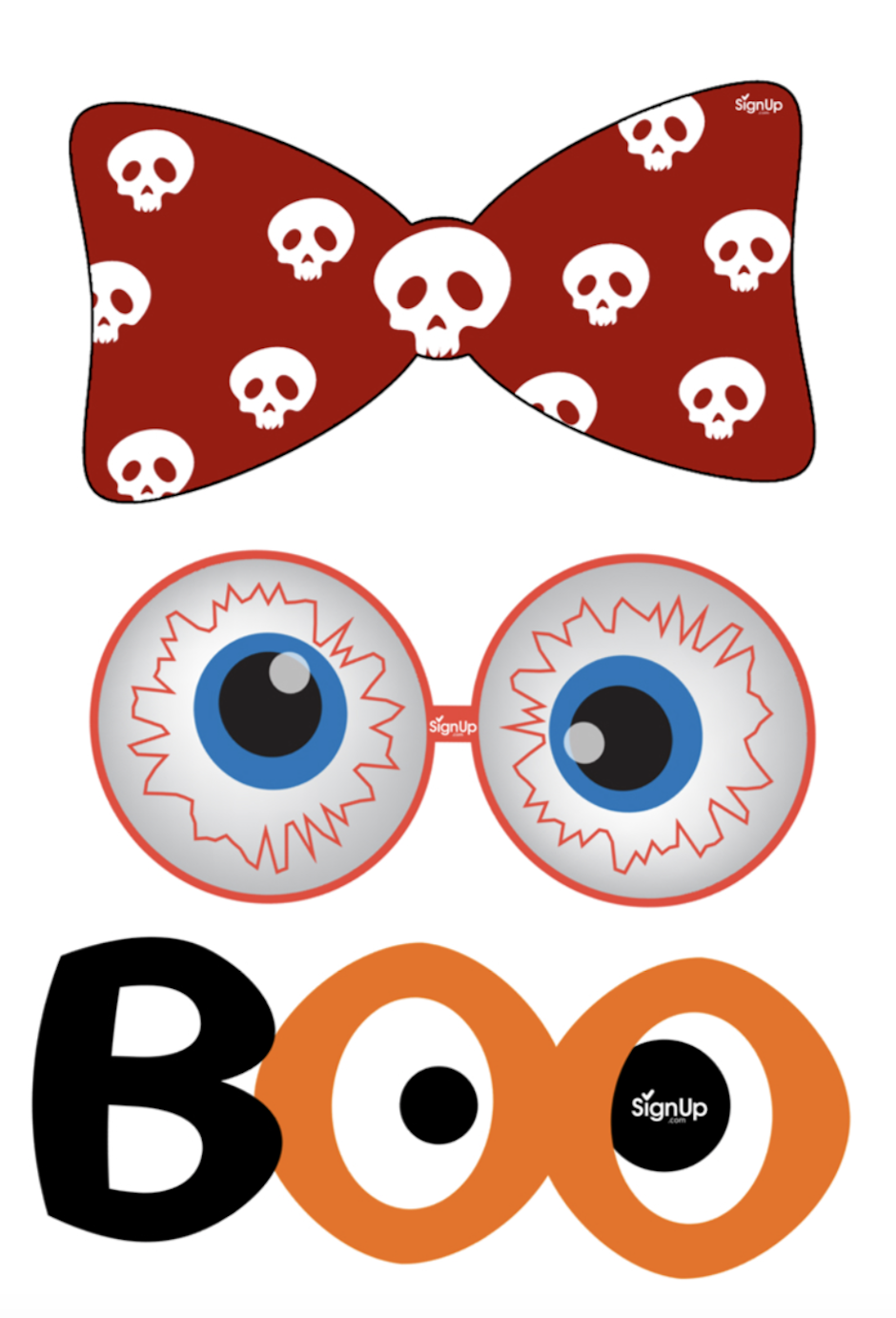 Printable Photobooth Props Halloween Party Craft Activity SignUp
