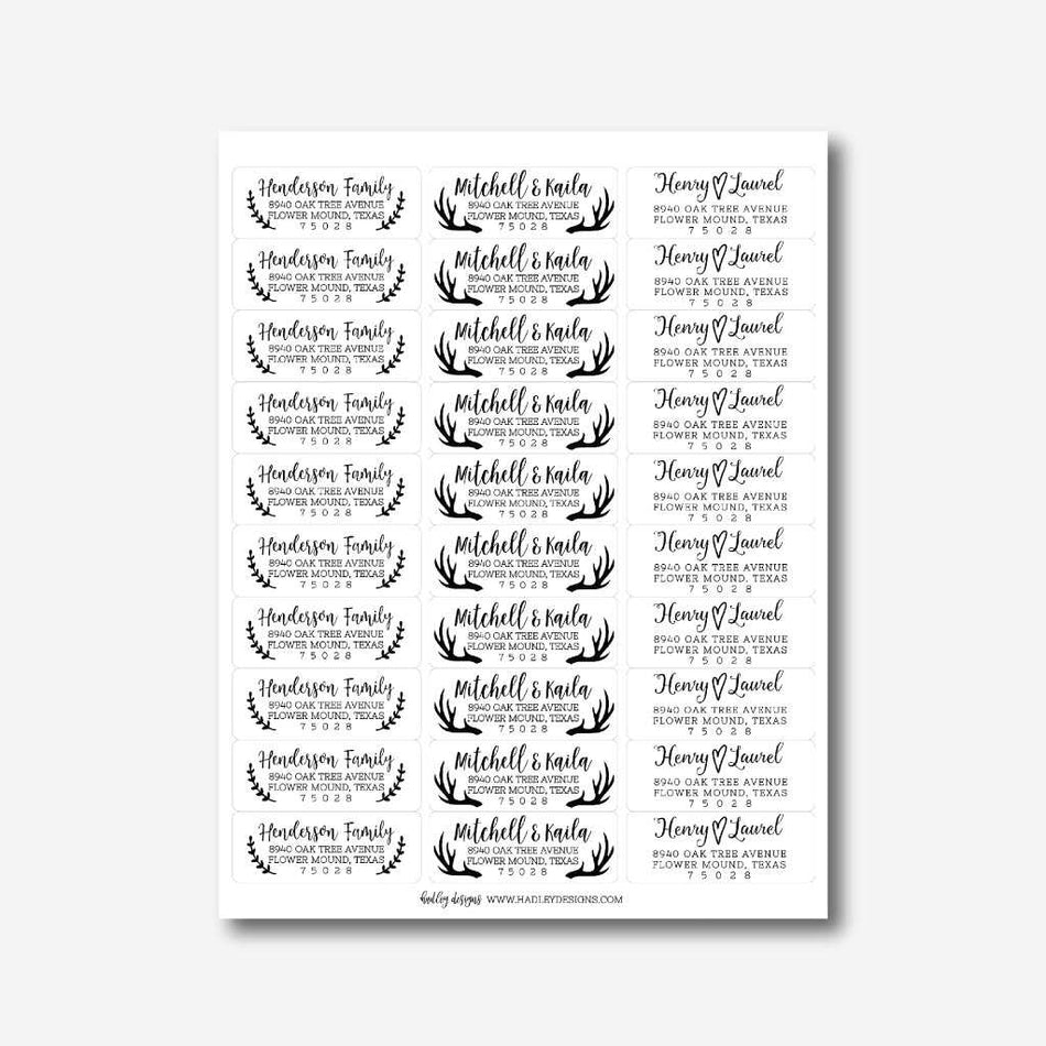 Printable Return Address Labels Templates Hadley Designs Printables