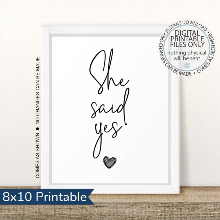 Printable She Said Yes Engagement Sign Engagement Party Bachelorette Bachelorette Party Wedding Sign Printable Wedding Printable Sign Etsy