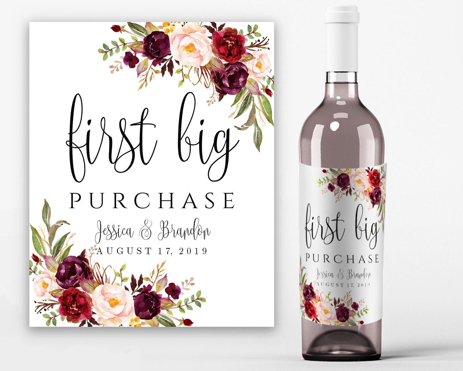 Printable Wine Label Template Wine Bottle Labels Bridal Wine Labels PDF Instant Download Boho Chic Custom first Marriage Milestones Wine Etsy