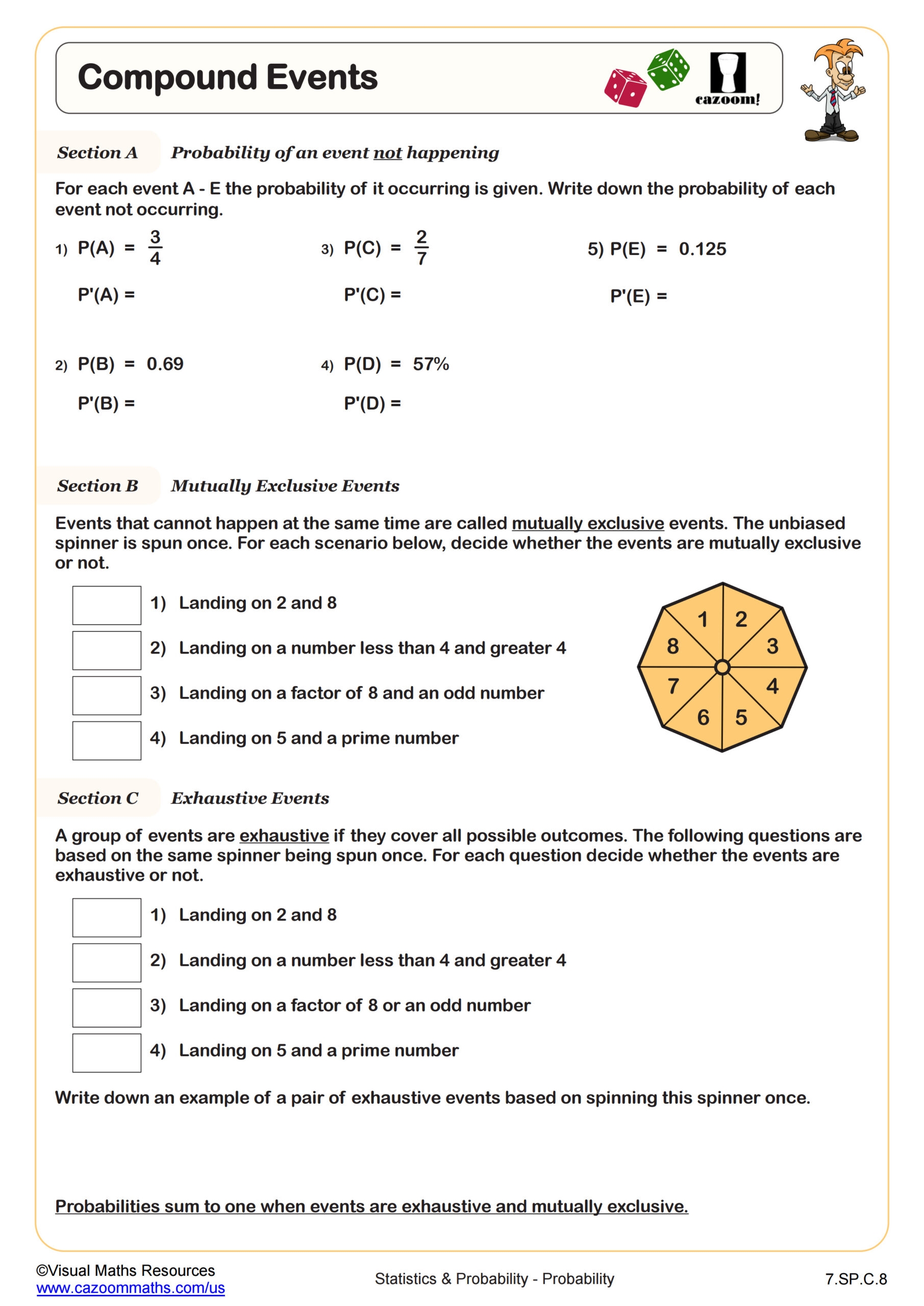 Probability With A Deck Of Cards Worksheet PDF Printable Statistics Probability Worksheet Cazoom Math