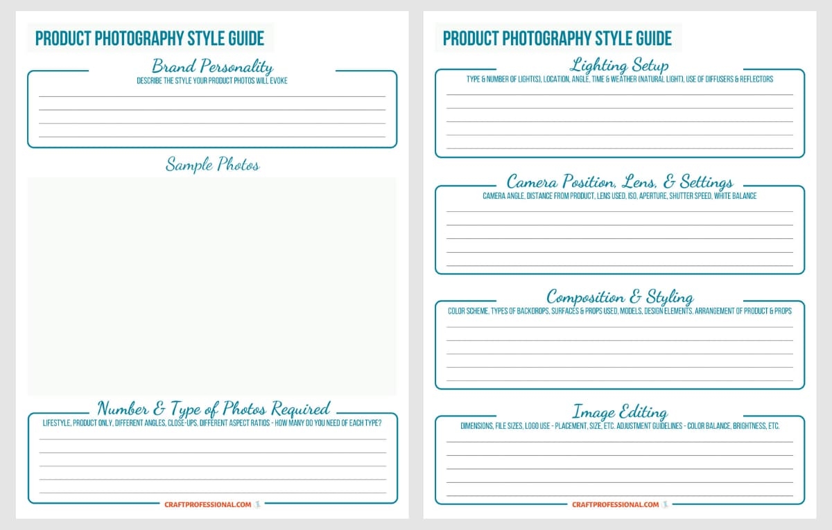 Product Photography Style Guide Template