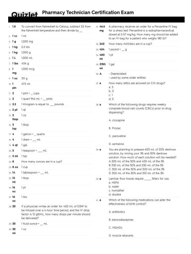 Ptcb Practice Test And Answers Pdf Fill Online Printable Fillable Blank PdfFiller