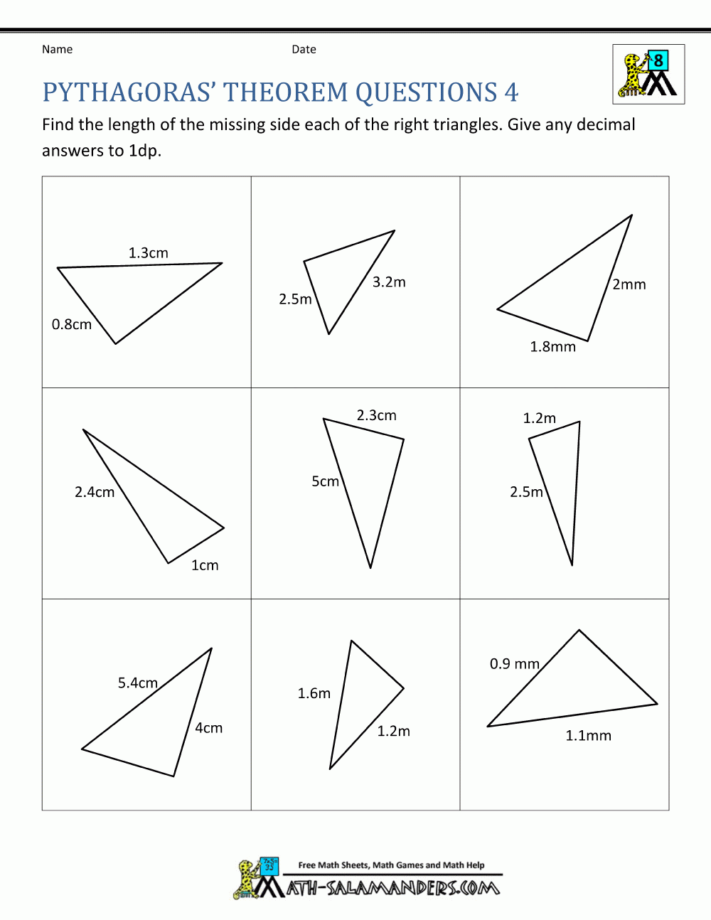 Pythagoras Theorem Questions Pythagoras Theorem Questions