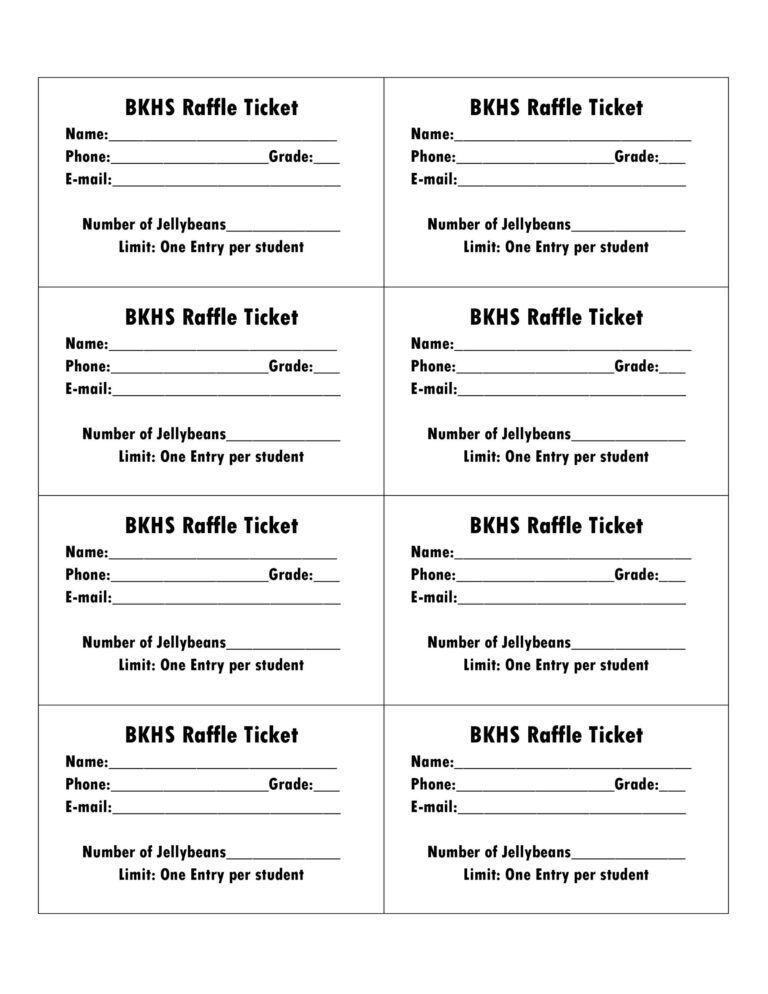 Raffle Tickets Printable Printable Party Favors