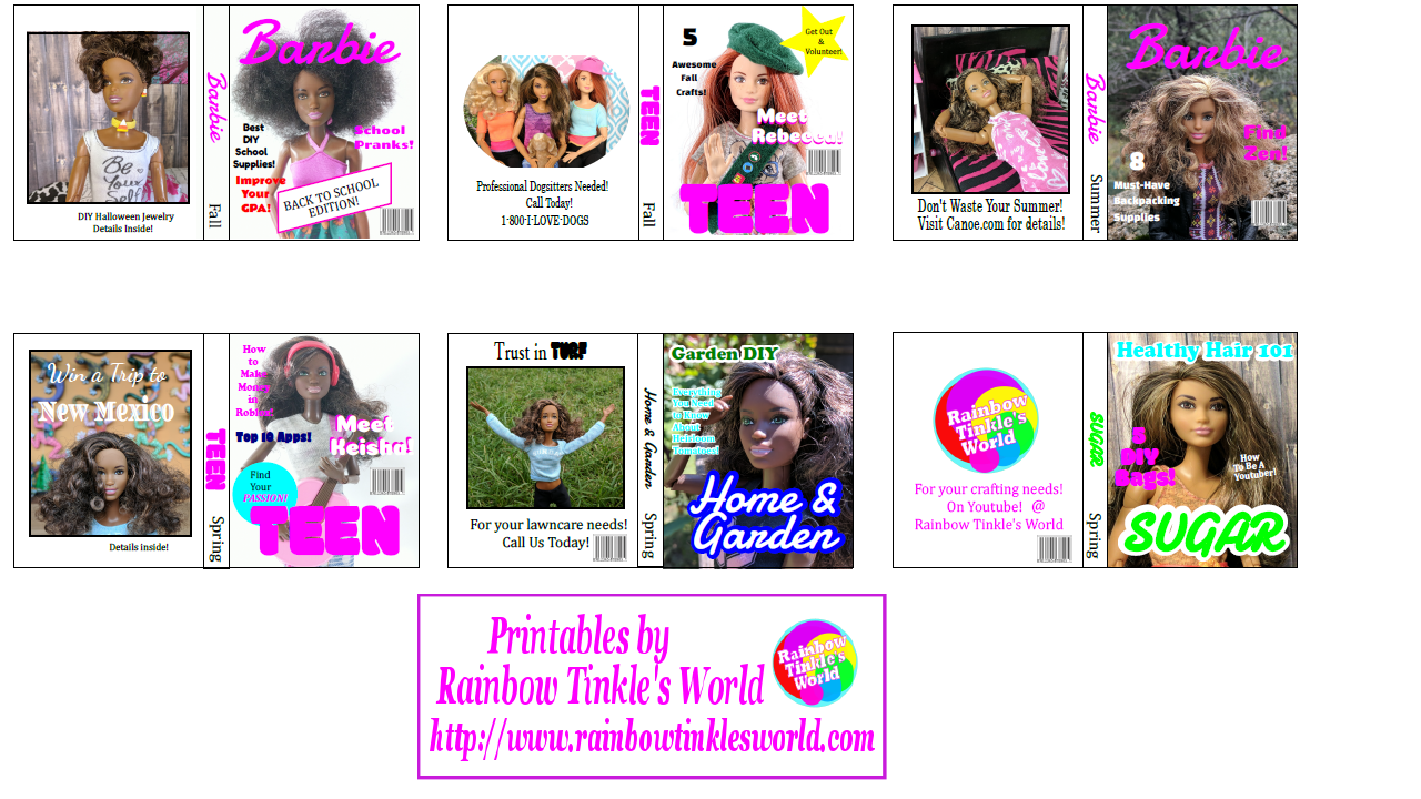 Rainbow Tinkle s World More Dollhouse Room Decor 6 DIY Printable Barbie Magazines