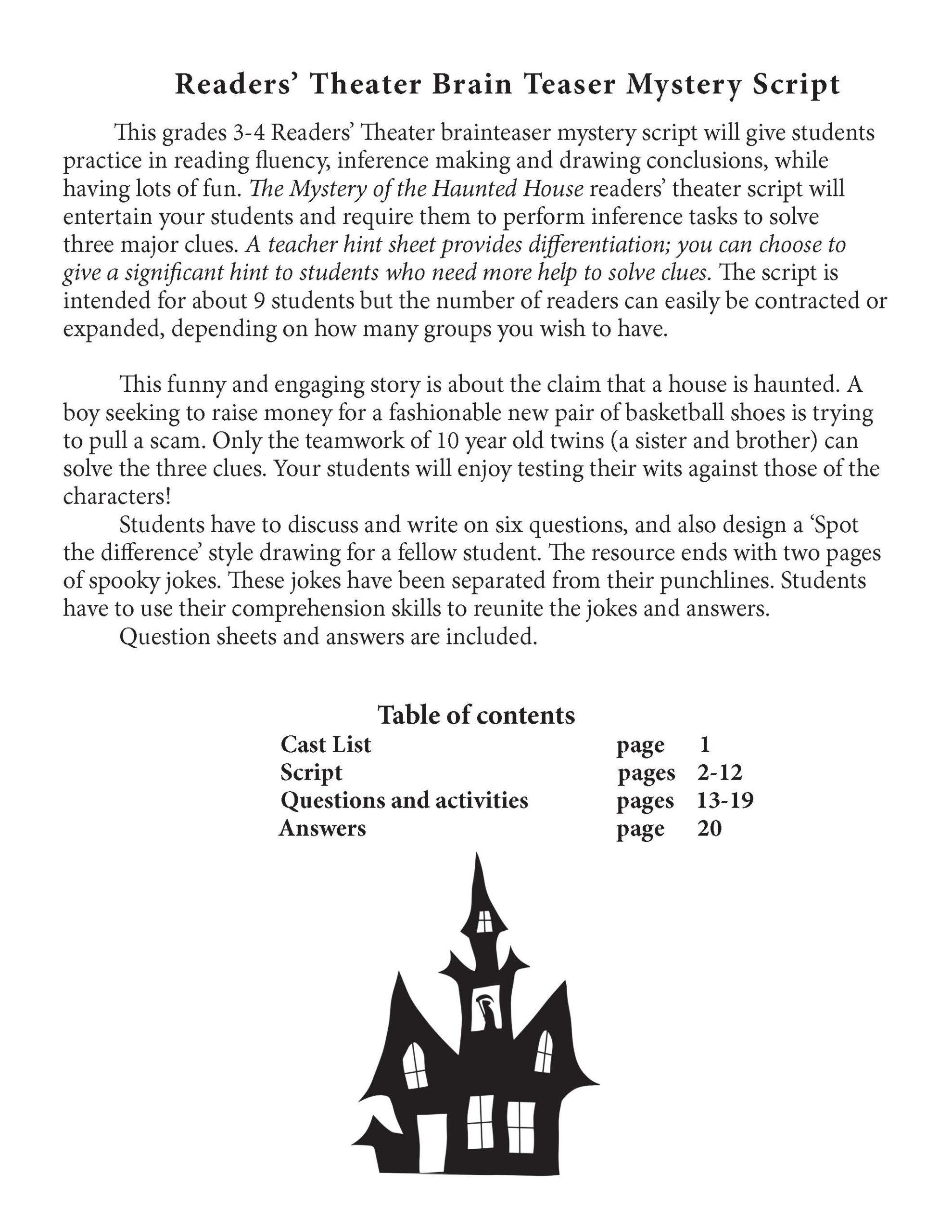 Readers Theater Scary Mystery Script GRADES 3 4 Made By Teachers