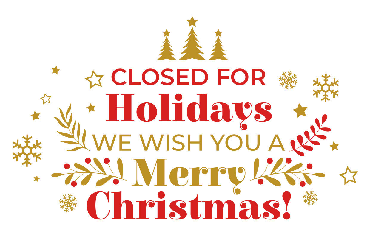 printable/editable holiday closing sign