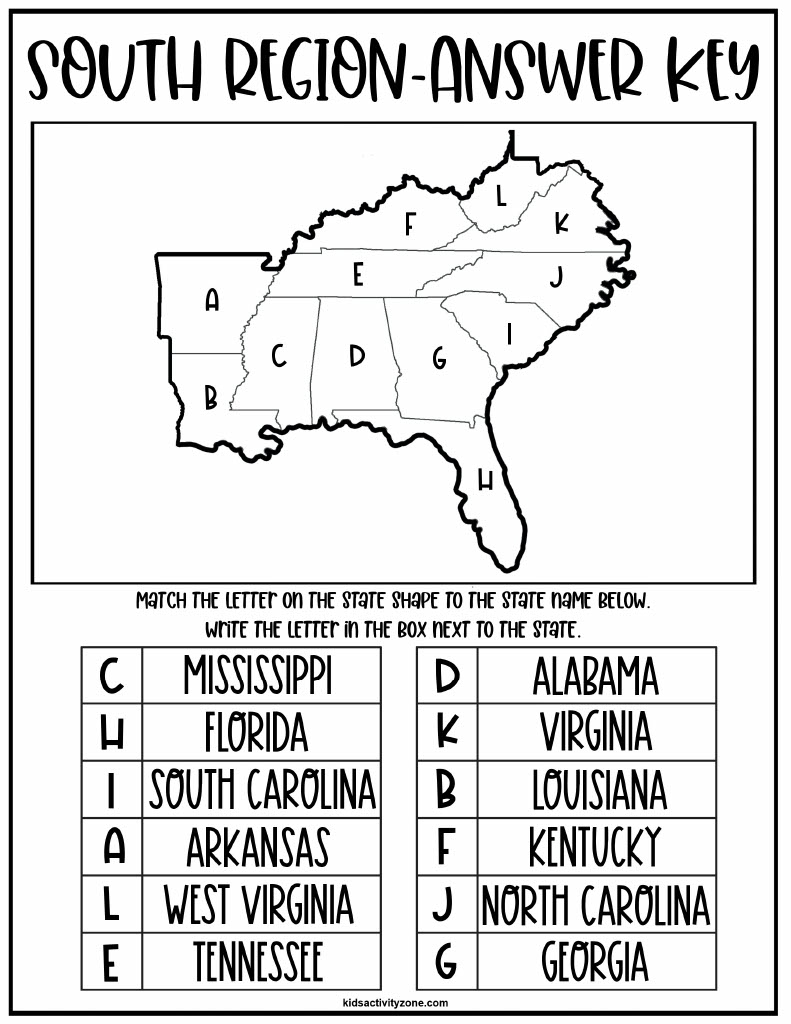 Regions Of The United States Worksheets Kids Activity Zone