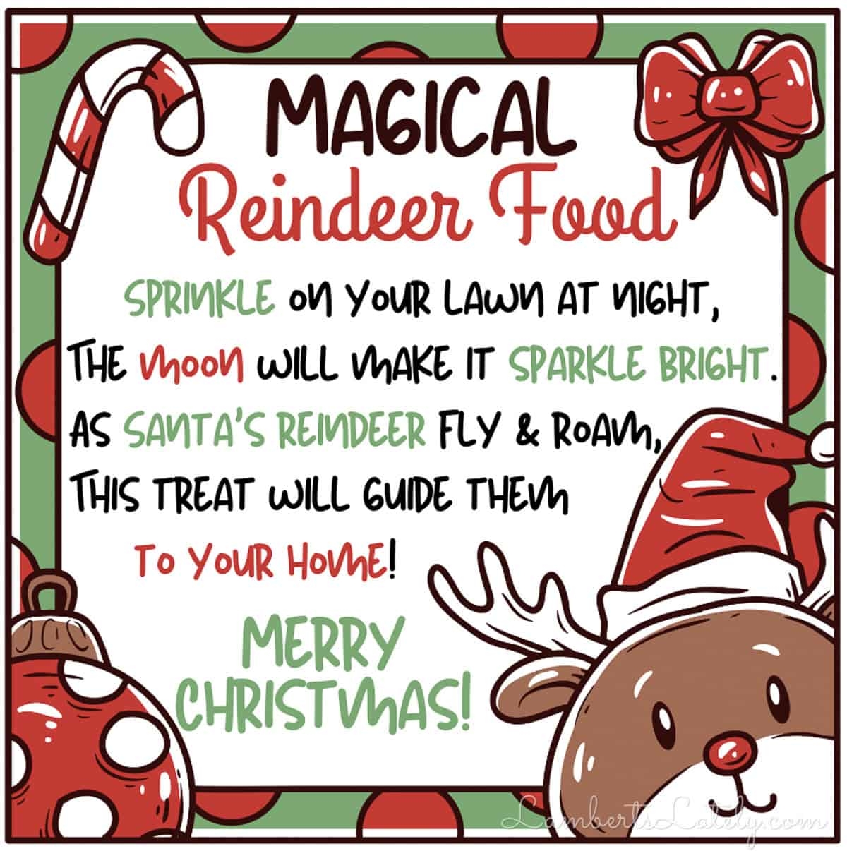 Reindeer Food Recipe Poem Printable Lamberts Lately