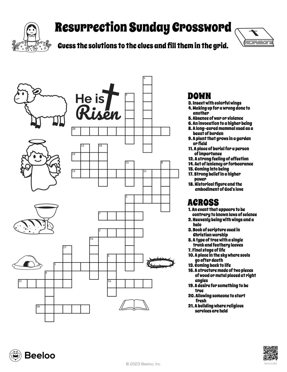 Resurrection Sunday Crossword Beeloo Printable Crafts And Activities For Kids