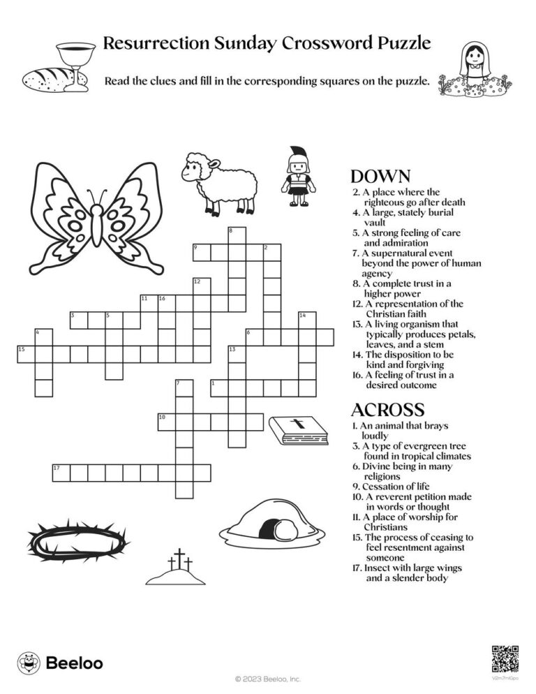 Resurrection Sunday Crossword Puzzle Beeloo Printable Crafts And Activities For Kids